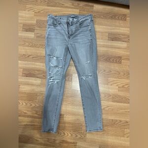 American Eagle Outfitters Gray Ripped Skinny Jeans